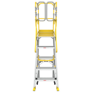 5 Step 375lbs Aluminum Rolling Platform Ladder