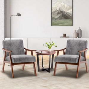 Mid Century Modern Accent Chair With Solid Wood Frame And Extra Thick Backrest