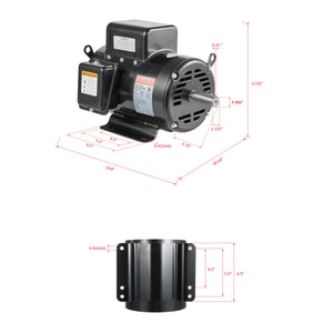 5HP Air Compressor Electric Motor 230V 25A 3450RPM CW/CCW Rotation