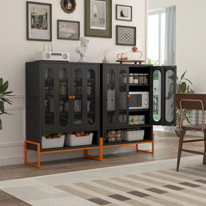 Modern Metal Shoe Cabinet With DoublebSided Doors And Adjustable Partitions