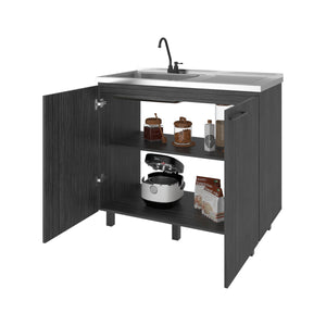Gold Utility Sink Cabinet with 2 Doors and 3 Shelves