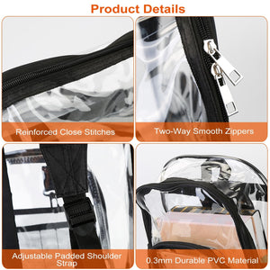 Clear Backpack Heavy Duty Transparent Book Bag Waterproof PVC Clear Backpack 5.3Gal with Reinforced Strap for College Workplace
