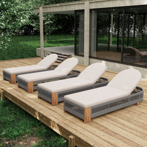 Outdoor Chaise Lounge Chair with Adjustable Backrest and Cushion