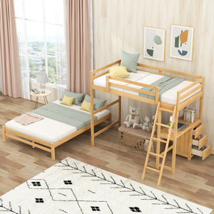 Bunk Bed With Built In Desk And 3 Drawers