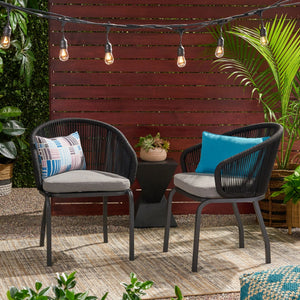 Outdoor Wicker Chair With Powder-Coated Iron Legs
