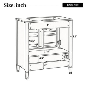 Elegant Fluted Bathroom Vanity With Sink, Soft Close Doors & Drawer