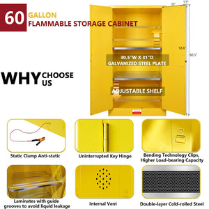 60 Gal Flammable Safety Cabinet, 34"W x 34"D x 65"H