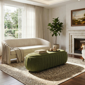Upholstered Ottoman, Oval Shape