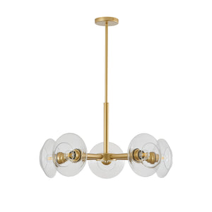 26" Modern Gold 5-Light Sputnik Chandelier with Clear Glass Shades