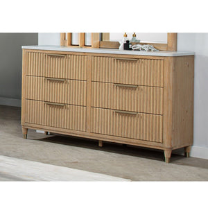 6 Drawers Dresser With Accented Hardware - Natural Wood