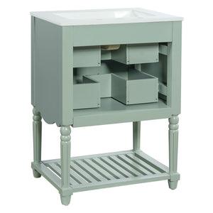 Wave Design Bathroom Vanity With Sink, 2 Drawers And Open Shelf