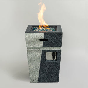 20' Propane Gas Fire Pit Table, 50000 BTU Square Concrete Fire Pit