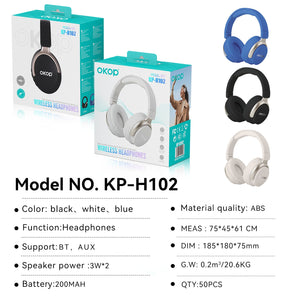 KP-H102 Over-Ear Bluetooth Headphones In Stock Best-Seller Features Call Noise Cancellation Low Latency Hi-Fi Sound Quality Long Battery Life And Sound Leakage Prevention