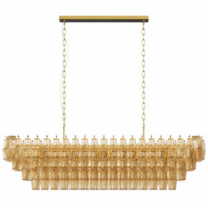 Modern Chandeliers for Dining Room, 54" Large Rectangle Gold Kitchen Chandelier Over Table