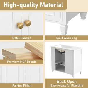 Modern Bathroom Vanity With Ceramic Sink, Freestanding