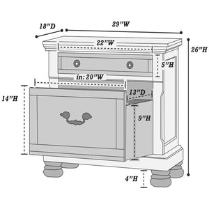 3 Piece Bedroom Set, Bed With 2 Nightstands