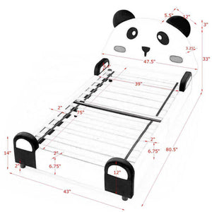 Twin Size Cute Panda-Shaped Kids Bed with Velvet Fabric