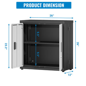 Metal Tool Garage Storage Cabinet with 2 Doors and Lock