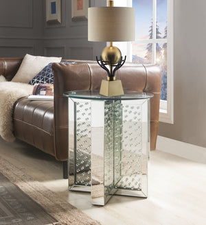 Nysa Mirrored & Faux Crystals End Table (Assembled)