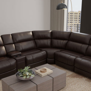 Brazil - Power Sectional With Adjustable Headrest & Footrest - Dark Brown