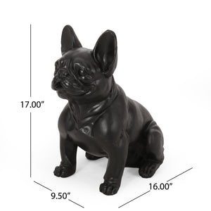 Dog Garden Sculpture, Outdoor French Bulldog Garden Statue, Matte Black