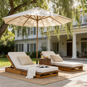 Acacia Wood Chaise Lounge with 4" Thick 3-Fold