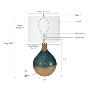 D16x28.5' Glass Table Lamp