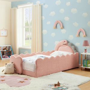 Cute Dinosaur Shaped Bed With Safety Guardrail, Toddler Frame