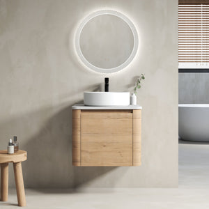 24" Wall-Mounted Bathroom Vanity With Ceramic Art Sink & Soft-Close Door
