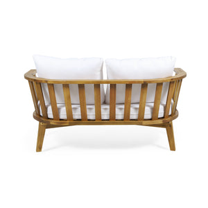 4-Pieces Acacia Wood Patio Furniture Set with Cushions