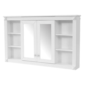 Wall-Mounted Mirror Cabinet With Adjustable Shelf and Open Shelves