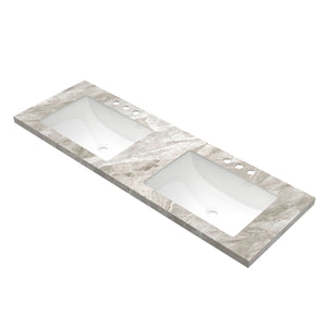 60" Elio Bathroom Undermount Ceramic Sink Vanity Top