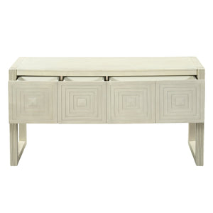 Geometric Carved Console Table with 3 Soft-Close Drawers