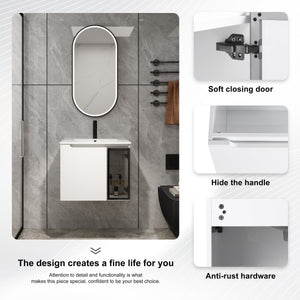 24" Wall-Mounted Bathroom Vanity With Ceramic Sink