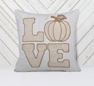 Love Pumpkin Embroidered Throw Pillow – Rustic