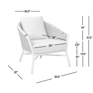 Rowan - Rope Barrel Back Patio Accent Arm Chair (Set of 2) - Optic White