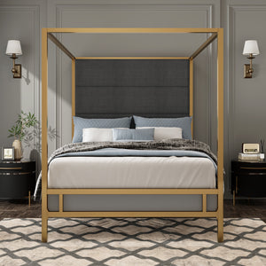 Modern Gold Metal Canopy Bed