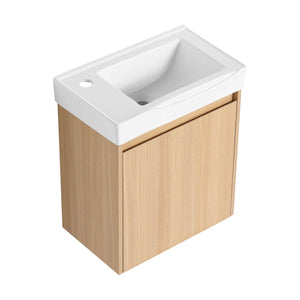 Modern Bathroom Vanity With Ceramic Basin, Wall Mounted Floating Sink Combo, Storage Cabinet