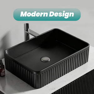 BB17 Integrated Black Ceramic Bathroom Vanity Sink