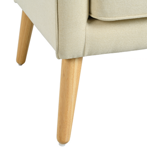 Mid-Century Modern Armchair - Tufted Fabric Accent Chair with Solid Wood Legs