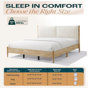 King Natural Wood Bed Frame