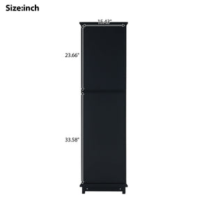 Tall Bathroom Storage Cabinet With Glass Doors, Free-Standing, Two Drawers, And Adjustable Shelves, Board, Painted Perfect For Displaying Your Favorite Items