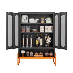 Modern Metal Shoe Cabinet With DoublebSided Doors And Adjustable Partitions