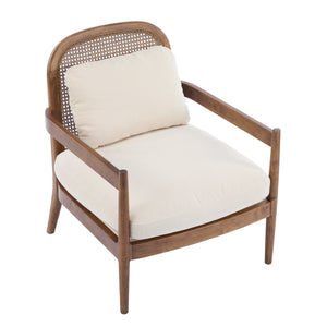 Elliston Rattan Backrest Solid Wood Accent Chair with Cushions - Set of 2