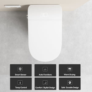 Smart Bidet Toilet With Auto Open / Close Seat, Warm Water Wash, Heated Seat, And Wireless Remote Control