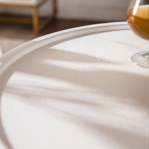 Round Side Table with Handcrafted Relief Design