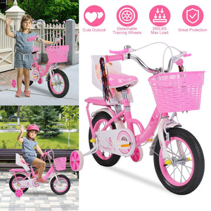 16in Carbon Steel Kid Bike with Backpack Streamers Helmet Detachable Training Wheels