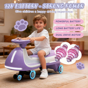 12V Kids Ride-On Electric Wiggle Car with 2-in-1 Smart Design