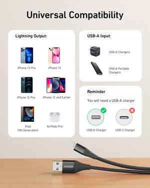 Anker <b>551</b> USB-A to Lightning Cable (3 ft / 6 ft / 10 ft) - TRAPSKI