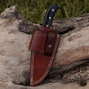 7.25” Handmade Forged Damascus Steel Full Tang Skinner Knife - Buffalo Horn Handle